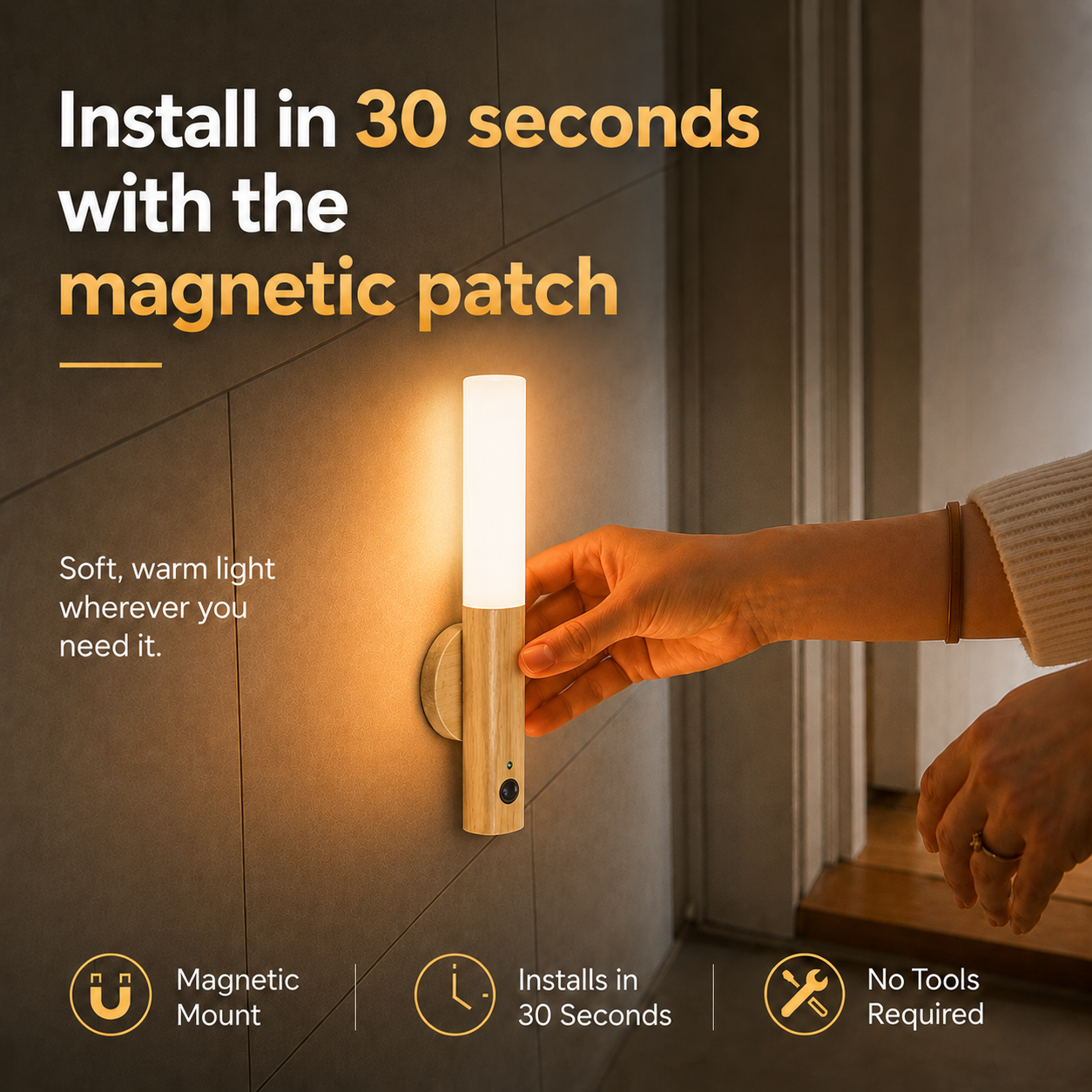 No Installation Needed Magnetic Wall Sensor Light
