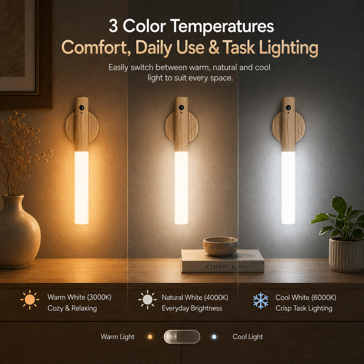 Three Lighting Modes Magnetic Wall Sensor Light